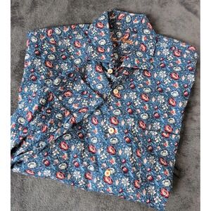 Alan Flusser Shirt Mens Button Down Long Sleeve Colorful Floral Cotton Sz LARGE